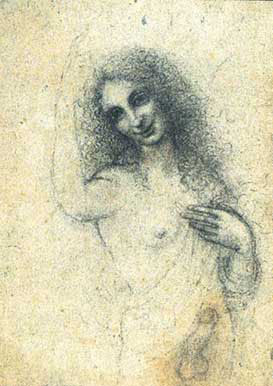 Leonardo Da Vinci

The Incarnate Angel

1513-1515, charcoal on paper

This drawing, originally in the Royal Collection at Windsor together with another 11 erotic works by the master, was sold by Queen Victoria to a German art dealer and is now in a private collection. 