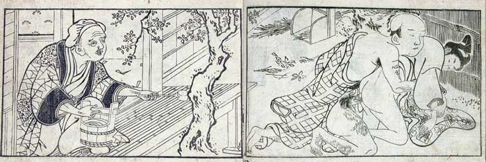 Men, youths and courtesans in a brothel 
 
Ishikawa Toyonobu 
 
Folio, woodblock print on paper, c. 1730-40