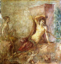 Narcissus, Echo and Eros

Fresco from Pompeii, first century C.E.
Archeological Museum, Naples. 