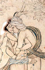 Youths Embracing in a Garden, Safavid dynasty (1501-1732), Iran. Smithsonian.