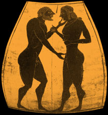 Desire

Bearded men in the typical posture of making advances, with one hand caressing the chin and the other the genitals. The young man is shown putting up token resistance.

Martin von Wagnermuseum