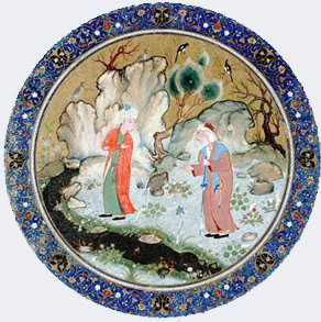 Old Man Soliciting a Youth in the Wilderness; Bizhad, Iran 1523-1524; Smithsonian Institution, Washington, DC.