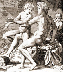 Jacopo Caraglio (15th century) - Apollo and Hyacinth - Cabinet des Estampes, Bibliothèque Nationale, Paris.