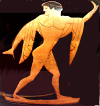  Pelops Fleeing Poseidon - 5th c. Attic column krater (wine mixing bowl); Kunsthistorisches Museum, Vienna