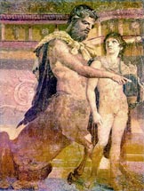 Achilles and Chiron

Young Achilles being taught
to play the lyre by his mentor,
the centaur Chiron.

Pompeiian fresco, first century BCE. 
Archeological Museum, Naples.